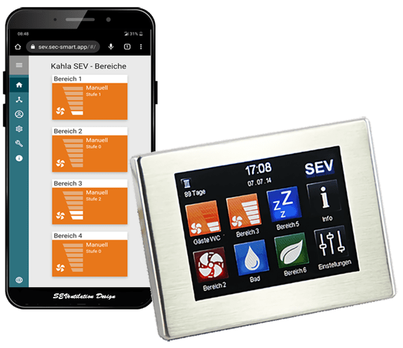 Dezentrale Lüftung Zentralregler SEC-Touch / WEB-APP
